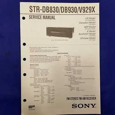 Sony Str-db830 Str-db930 Str-v929x Service Manual Original • $29.95