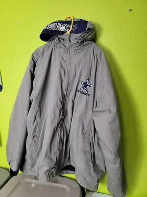 Vintage NFL Dallas Cowboys 90s Pro Player Hooded Jacket Coat Windbreaker Large • $50.15