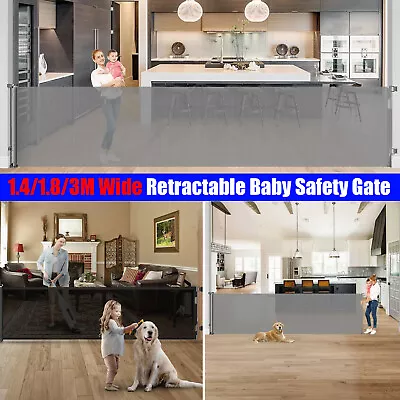 Extra Wide Retractable Baby Safety Gate For Doorways Stairs Child  Dog Pet Fence • $48.85