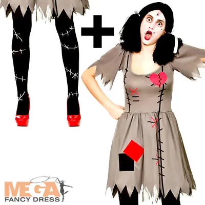 £11.49 • Buy Voodoo Doll + Tights Ladies Fancy Dress Dolly Halloween Adults Womens Costume