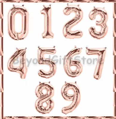 34  Large Rose Gold Number Balloons Happy Birthday Jumbo Foil Mylar Balloon • $5.99