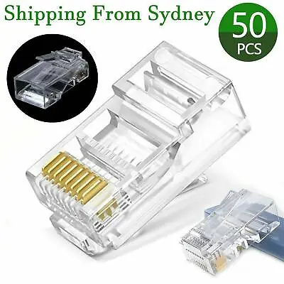 50X For RJ45 Connector CAT5 Plug Crimp 8P8C CAT5e Network Ethernet Cable Modular • $6.79