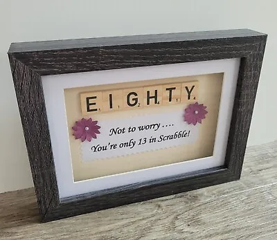 Scrabble Milestone 80th Birthday Keepsake Gift Box Frame - Brand New • £13.50