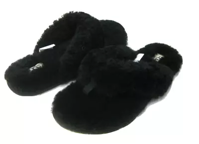 Ugg Fluff Flip Flop Logo Women Black Us 6 /uk 4 /eu 37 /jp 23 • $80