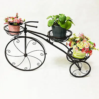 Metal Bicycle Shape Plant Stand Flower Holder Shelf Rack Garden Home Patio Decor • $28.40