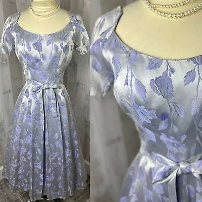 1950s Vintage Aline Party Dress~Purple Suzy Perette Pinup Rockabilly WOUNDED Sml • $55