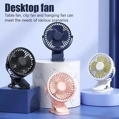 Portable 360° Mini Fan Travel USB Rechargeable Clip On Desk Pram Car Cooling Fan • $16.99