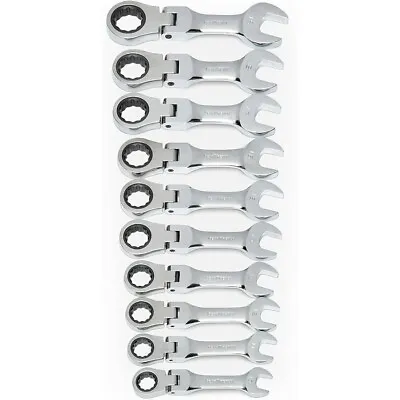 10 Pc. 12 Pt. Stubby Flex Head Ratcheting Combination Wrench Set Metric - 9550 • $120