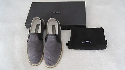 $745  Authentic Dolce & Gabbana Men's Grey Perforated  Leather Espadrilles US 8 • $179.99