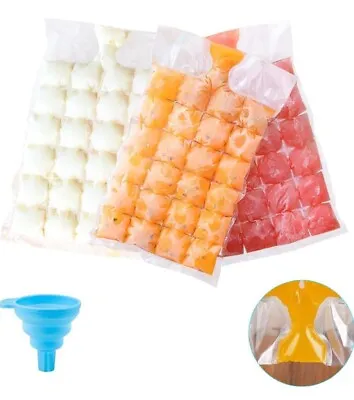 100pcs Ice Cube Bags Disposable Self-Sealing Ice Cube Bags With Silicone Funnel • £4.99