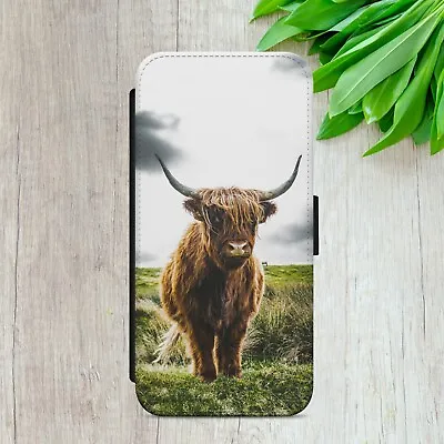 £5.49 • Buy Highland Cow Scottish Moo Flip Wallet Phone Case Cover For Iphone Samsung Huawei