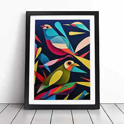 Pair Of Birds No.4 Abstract Wall Art Print Framed Canvas Picture Poster Decor • £18.95