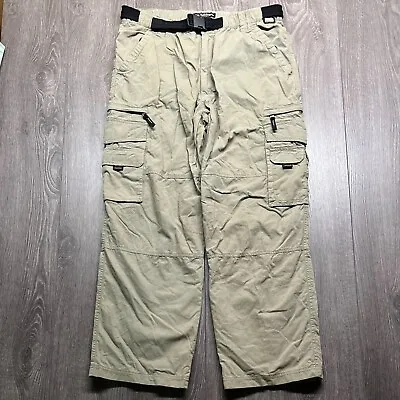 BC Clothing Mens Cotton Lined Hiking Work Tan Belted Cargo Pants Large 36x30 • $18.49