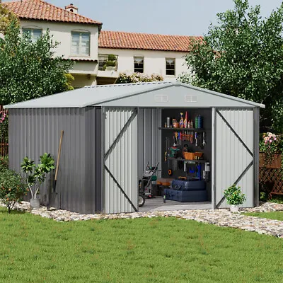6 X 4/10 X 8/12 X 10ft Lockable Metal Sheds Outdoor Garden Storage Shed Ventilat • £149.95