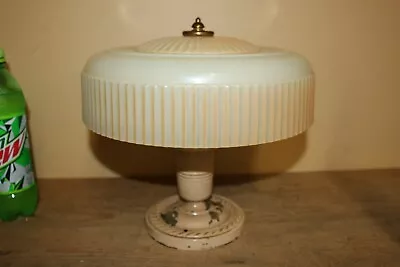 MCM Art Deco Vintage 1940's Heavy Pressed Glass Ceiling Light Fixture W/Shade #1 • $95