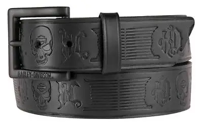 Harley-Davidson Men's Embossed Skull Reaper Genuine Leather Belt HDMBT11209 S:32 • $44.98