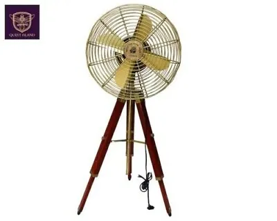 Electric Antique Pedestal Fan With Wooden Tripod Floor Fan Home Office Decor • $218.86