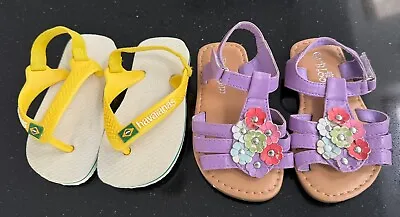 Toddler Sandals Havaianas Bundle Size 20 Uk Size 3-4 New / Used White Lilac • £3.99