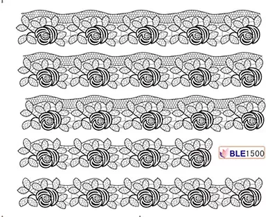 Black & White Laces Flower Laces Nail Art Water Transfer Decals UV Acrylic Tips • $3.10