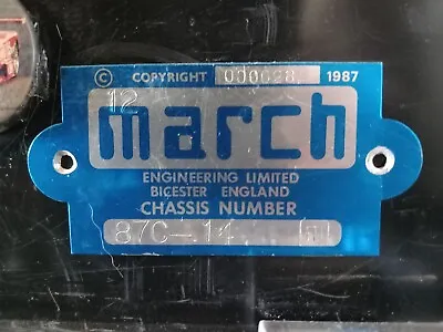Indycar Chassis Plate. Motorsport Memorabilia - Genuine MARCH Engineering Item.  • £49.99