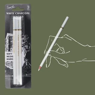 3Pcs/Set White Charcoal White Sketch Charcoal Pencils Drawing Pen Sketching • £4.62