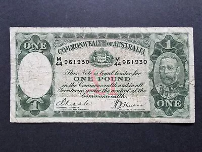 Australian 1933 KGV RIDDLE SHEEHAN - £1 One Pound Banknote R28 Predecimal Note • $205