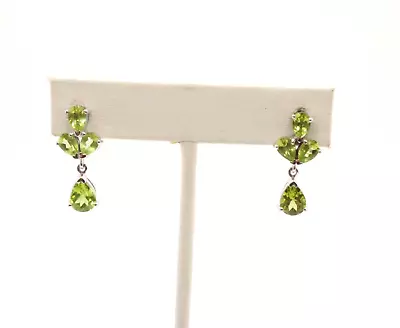 $30 • Buy Vintage Sterling Silver 925 Teardrop Peridot 1  Dangle Earrings #NJE2071