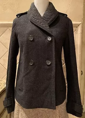 NWOT $258 J Crew Stadium Cloth Sasha Peacoat 4 S Gray Plaid Nello Gori Wool • $65