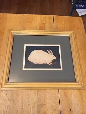 Warren Kimble  White Rabbit Print Framed/Matted/Signed Gold/Tan Frame 14  X 12  • $12.50