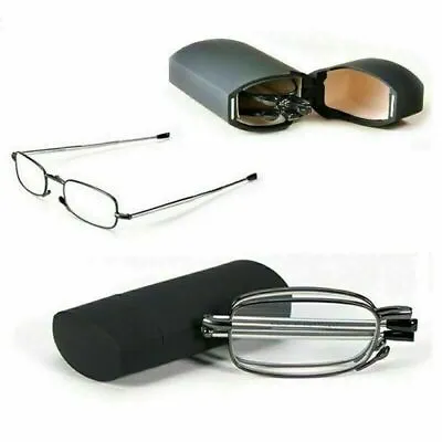 Portable Mini Glasses Folding Reading Glasses With Carrying Case Frame +1.5 +2.0 • $7.59