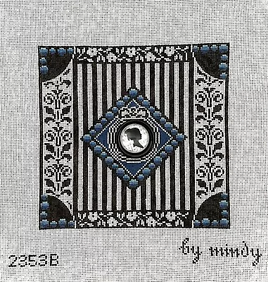 Mindy Needlepoint Canvas - Silhouette Blue • $25