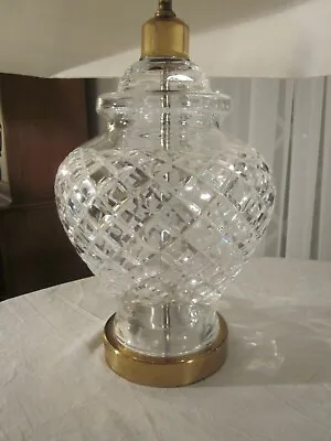 WATERFORD CRYSTAL Glass & Brass Lamp Ginger Jar Urn 26  With Shade EXC • $599.95