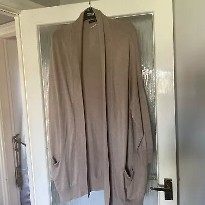 Womens Atmosphere Light Brown Boyfriend Cardigan Size 20 Pockets Long Line • £5