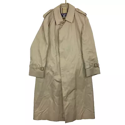 Vintage Burberrys Trench Coat Size 44 Khaki Made England Nova Check Lined • $110.49