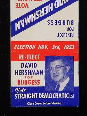 1953 SCANDAL! PROSITUTION! Re-Elect David Hershman For Burgess McKees Rocks PA • $8.53