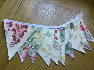 Laura Ashley Wisteria Cranberry Fabric Handmade Bunting 10 Flags • £19.95