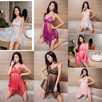 $9.99 • Buy 2PCS Woman Sexy Nightdress Lingerie Babydoll Sleepwear Pajamas Dress L01 S/M/L/X
