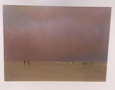 VTG Modern Sunset BeachLandscape Watercolor Painting 22 1/8”W 19 1/8”T Framed • $219.99