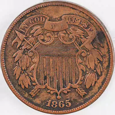 1865 Two Cent Piece F Fine Details 2c Coin SKU:I12395 • $24.99