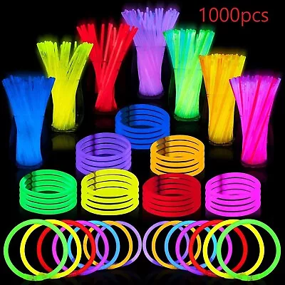 ABIDA 1000Pcs 8  Glow In The Dark Glow Sticks Bulk Bracelet Necklace Party Favor • $58.88