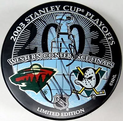 2003 Stanley Cup Playoffs Hockey Puck SIGNED Minnesota Wild Anaheim Ducks NHL • $19.99