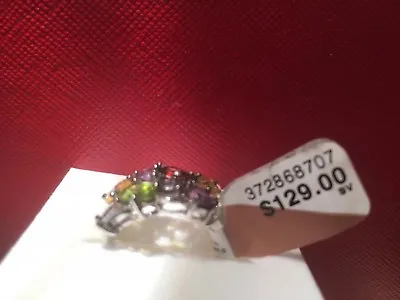 GENUINE 5.30 Cts AMETHYST PERIDOT  TANZANITE & YELLOW TOPAZ RING .925 SILVER • £124.50