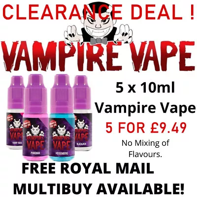Vampire Vape E Liquid | 5 X 10ml | Vape Juice FULL RANGE CLEARANCE £9.49 For 5 • £7.95