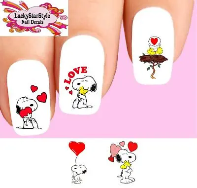 Waterslide Nail Decals Set Of 20 - Snoopy Woodstock Love Hearts Assorted • $2