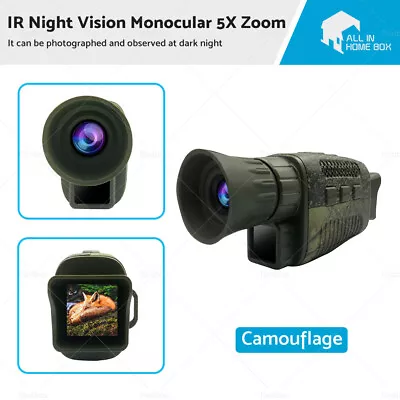 IR Night Vision Monocular 5X Zoom Telescope Digital HD Camera Hunting Video 4K • $82