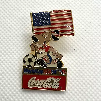 World Cup USA 1994 Coca Cola Soccer American Flag Vintage Lapel Pin • $10
