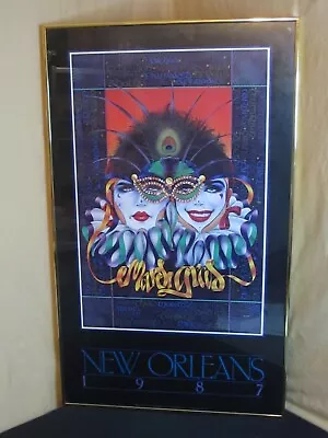 1987 Andrea Mistretta Mardi Gras Poster Professionally Framed 19  X 31  • $244.99