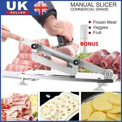 Adjustable Manual Frozen Food Meat Slicer Beef Mutton Sheet Roll Cutter Machine • £14.89