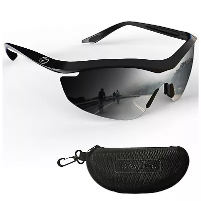 RayZor Black Sports Wrap Sunglasses Uv400 Smoked Mirrored Lens RRP£49 (612) • £14.49
