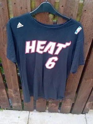 Adidas Miami Heat NBA  James #6 T-Shirt Short Sleeve Size M • £14.99